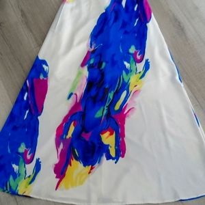 Long Aline White With Colors Summer Dress